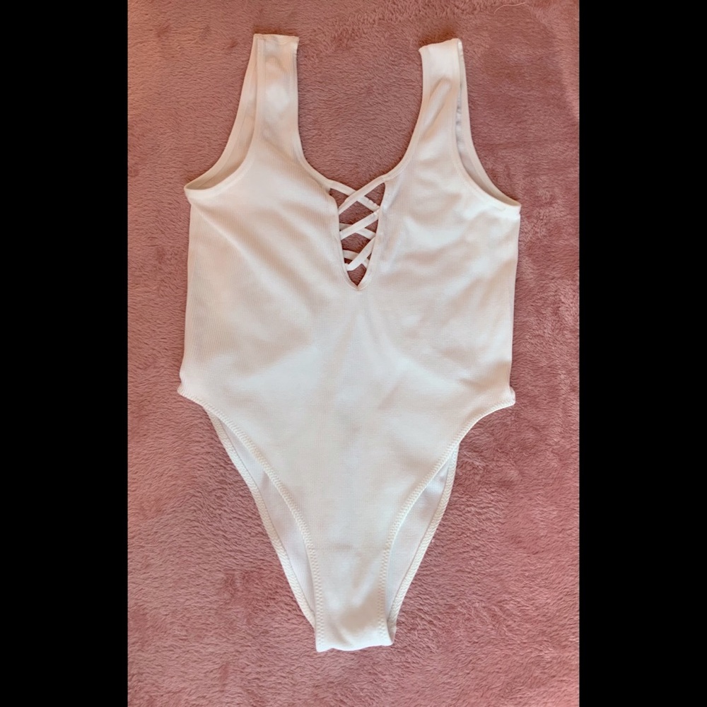 White low cut body suit